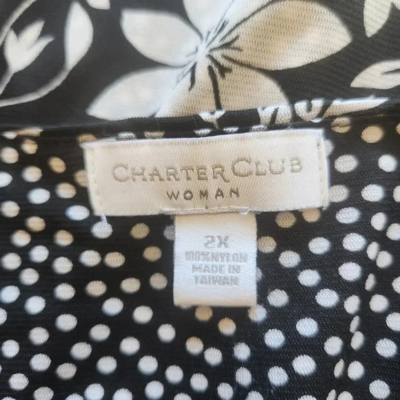 Charter Club Plus Size 2X Blouse – Floral & Polka Dot Mix - Picture 3 of 5